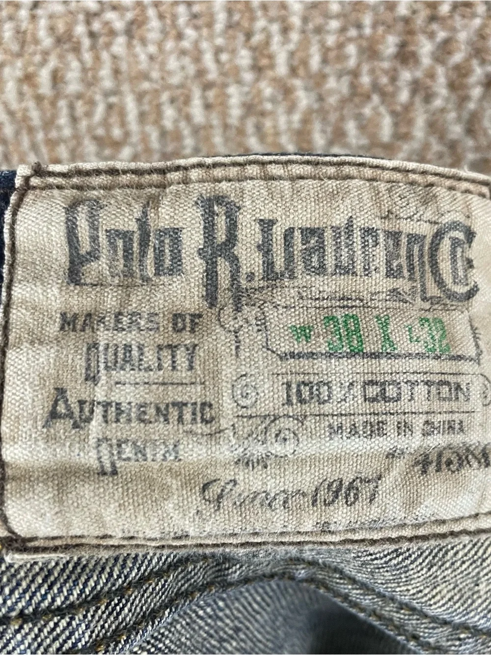 Polo Ralph Lauren Selvedge Jeans Mens 38 x 32 Slim Straight Dark Wash Denim 135